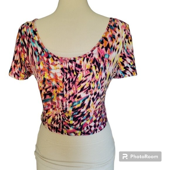 DECREE COLORFUL PINK CROPPED TEE - XL - Picture 4 of 8